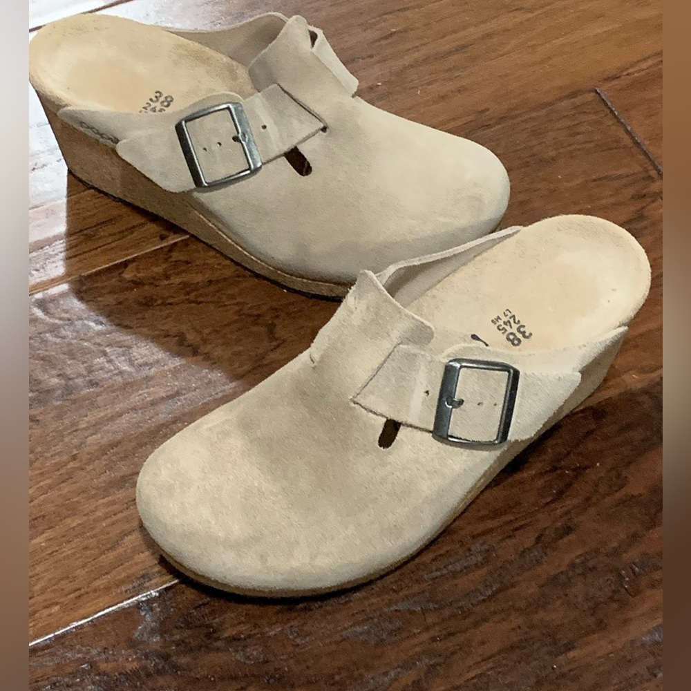Papillio Birkenstock Fanny Ring Buckle Wedge Suede Size 38